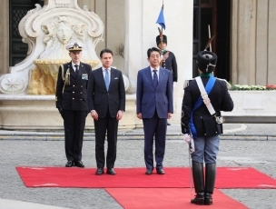 (写真1)日伊首脳会談(写真提供:内閣広報室)