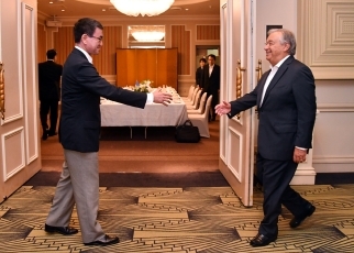 河野外務大臣とグテーレス国連事務総長との朝食会1
