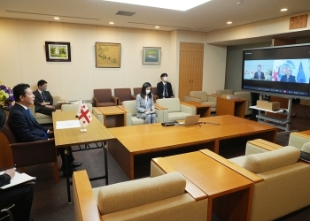 本田外務大臣政務官とトゥルナヴァ・ジョージア経済・持続的発展大臣とのテレビ会談3