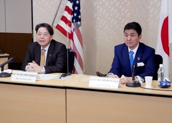 日米「2+2」に臨む、林外務大臣と岸防衛大臣の様子