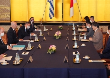 日・ギリシャ外相会談の様子
