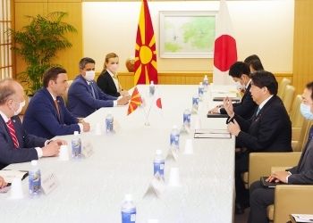 日・北マケドニア外相会談が行われている様子