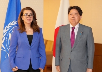 ガーダ・ワーリーUNODC事務局長と林芳正外務大臣