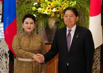 握手する両外相