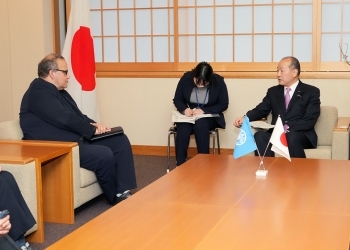 トレロ国連食糧農業機関(FAO)チーフエコノミストによる髙木外務大臣政務官表敬の様子