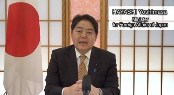 HAYASHI Yoshimasa, Minister for Foreign Affairs of Japan　ビデオメッセージを発出する林外務大臣