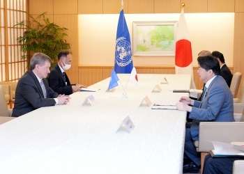ガイ・ライダー国連事務次長による林外務大臣表敬の様子