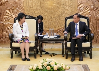 上川外務大臣が、チュン・ベトナム党中央対外委員長と会談している様子