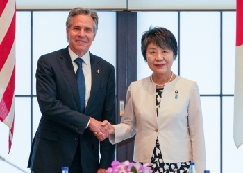 日米外相会談前のフォトセッション
