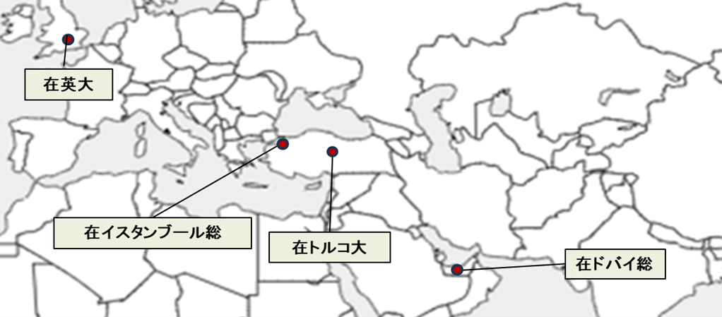 中央アジア市場の地図