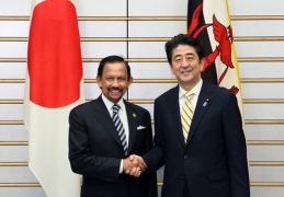 ボルキア国王と握手をする安倍総理大臣(写真提供:内閣広報室)