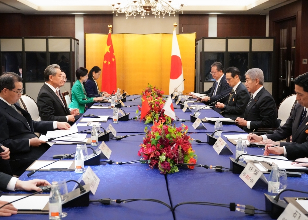 日中外相会談の様子