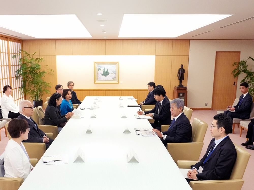 武見敬三参議院議員及びHIV/エイズ対策関係者と意見交換をする岩屋外務大臣