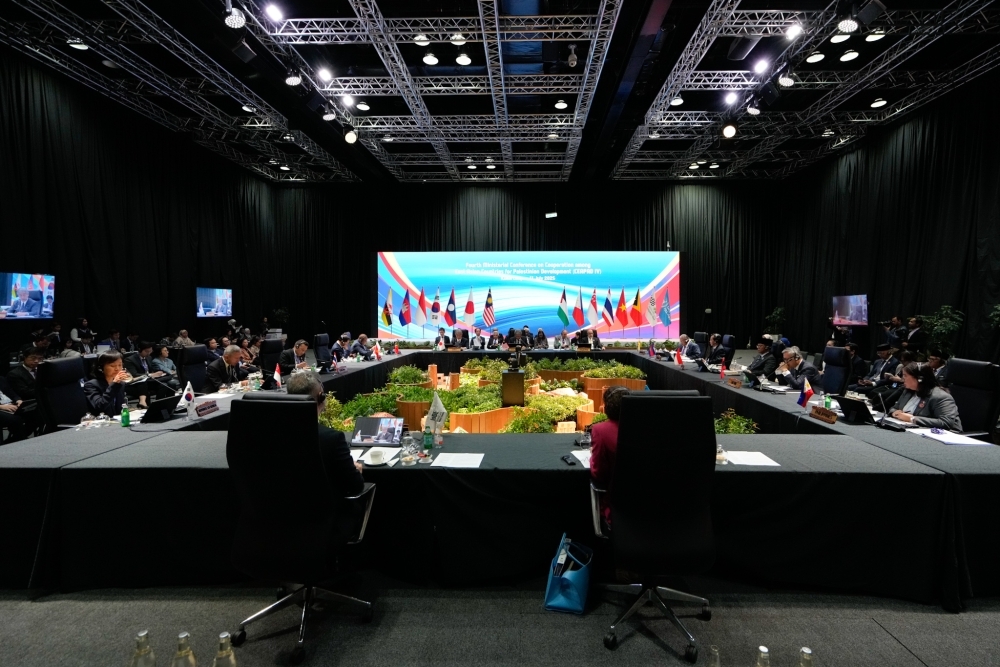 (写真)パレスチナ開発のための東アジア協力促進会合(CEAPAD)閣僚会合の会場