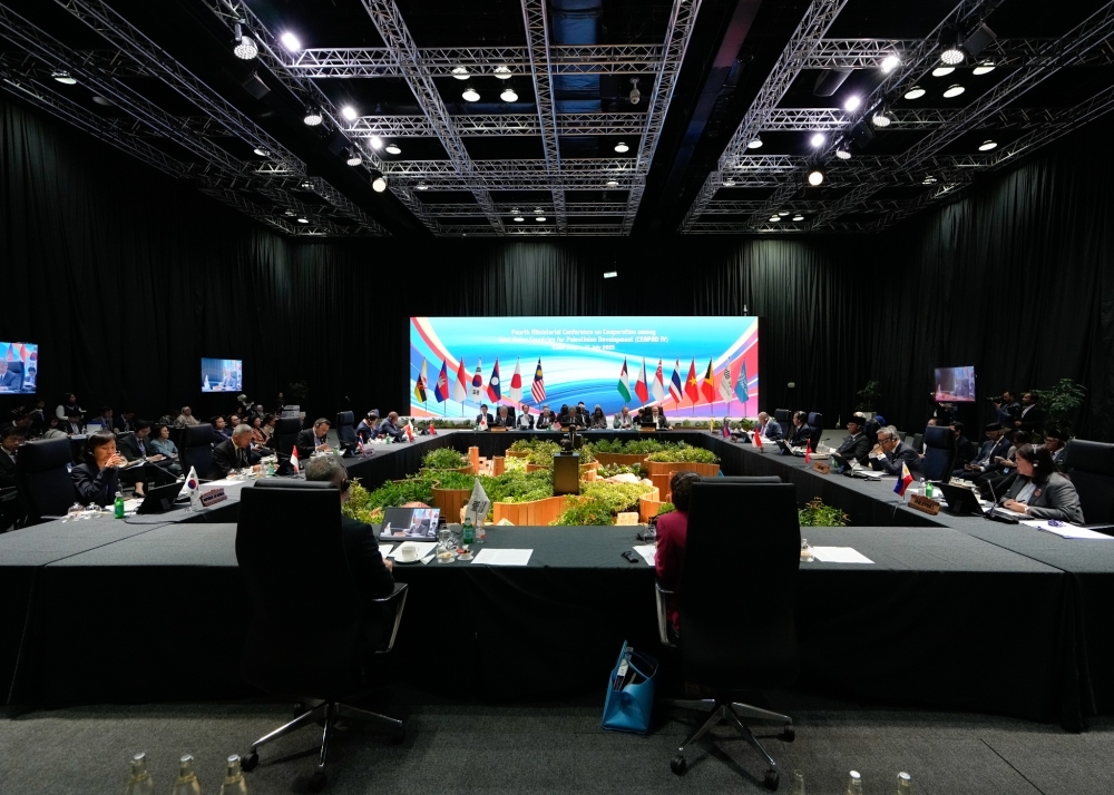 （写真）パレスチナ開発のための東アジア協力促進会合（CEAPAD）閣僚会合の会場