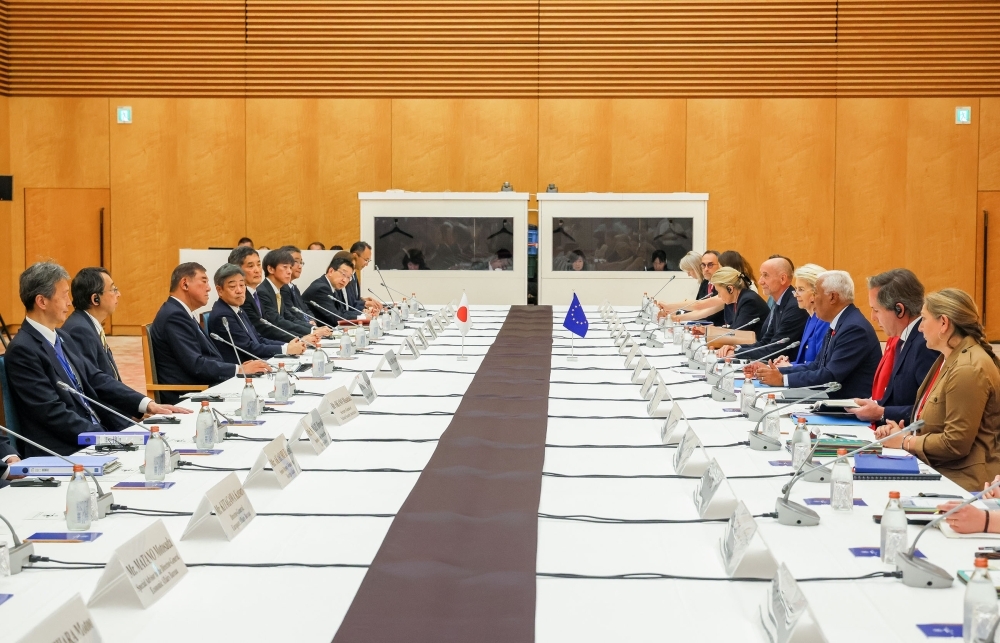 日・EU定期首脳協議の様子