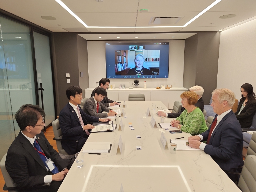 宮路外務副大臣とエリオット全米外交委員会委員長との会談の様子