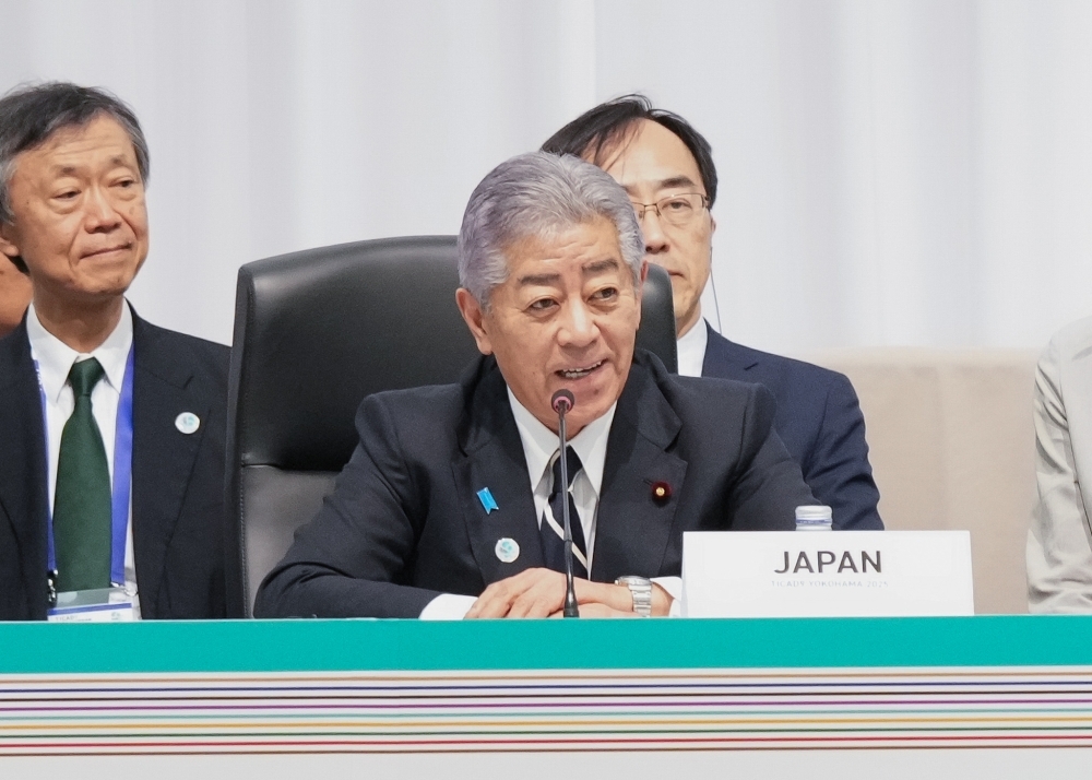 TICAD 9閣僚事前準備会合で発言をする岩屋外務大臣