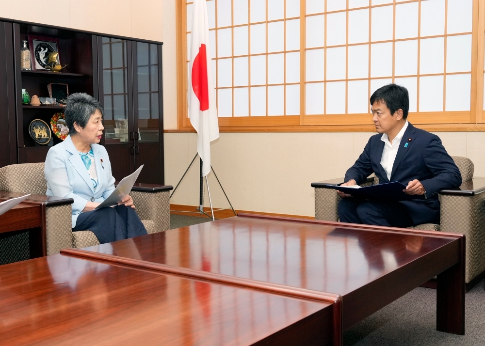 上川国際人口問題議員懇談会会長と会談する宮路外務副大臣