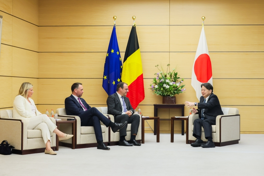 ベルギー王国3閣僚から表敬を受ける林内閣官房長官の様子