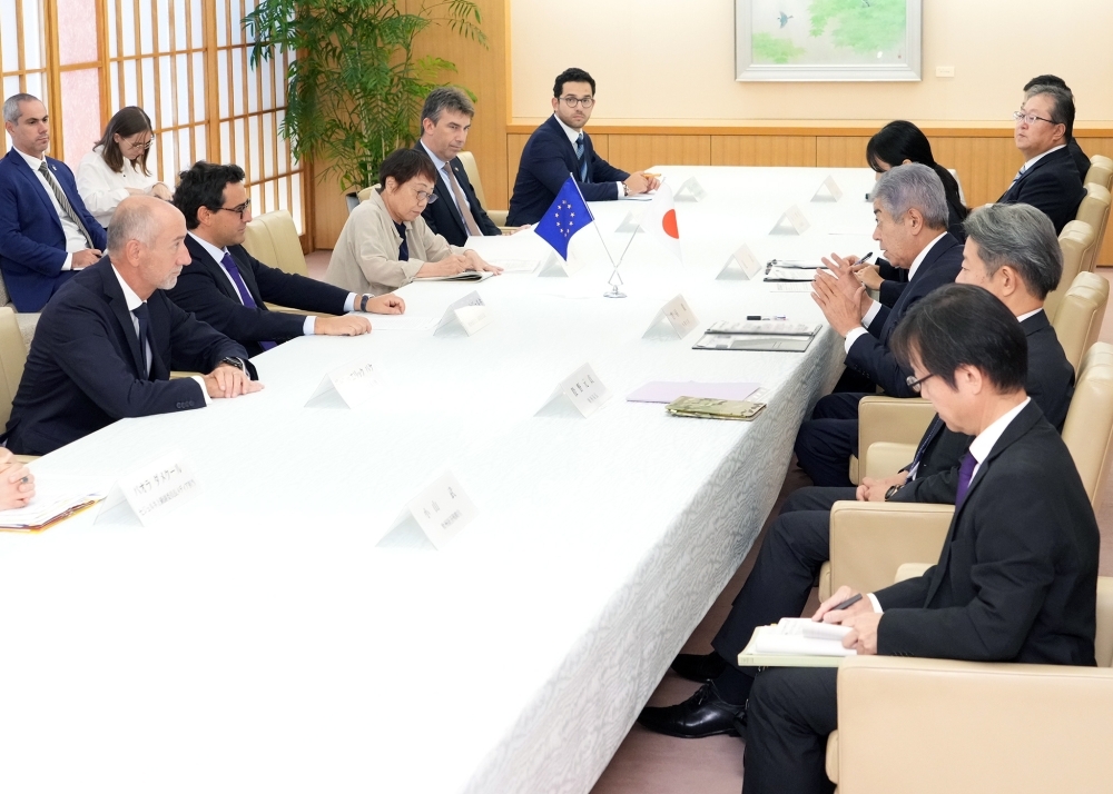 岩屋大臣とセジュルネ上級副委員長の会談の様子
