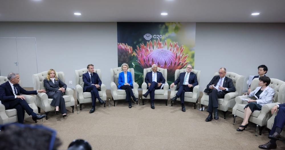 ウクライナの和平に関する  関係国首脳会合の様子