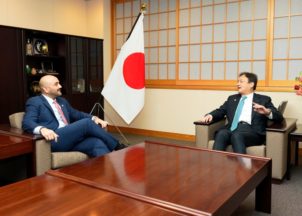 会談する堀井外務副大臣とブルゴス大使