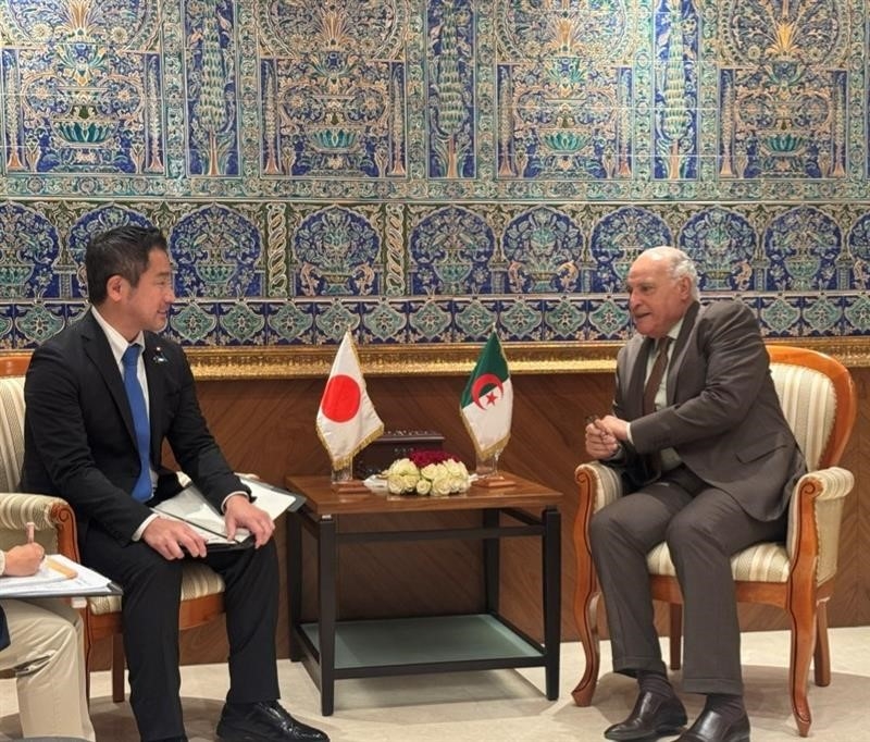 意見交換をする大西外務大臣政務官とアッターフ・アルジェリア外務・在外自国民コミュニティ・アフリカ大臣