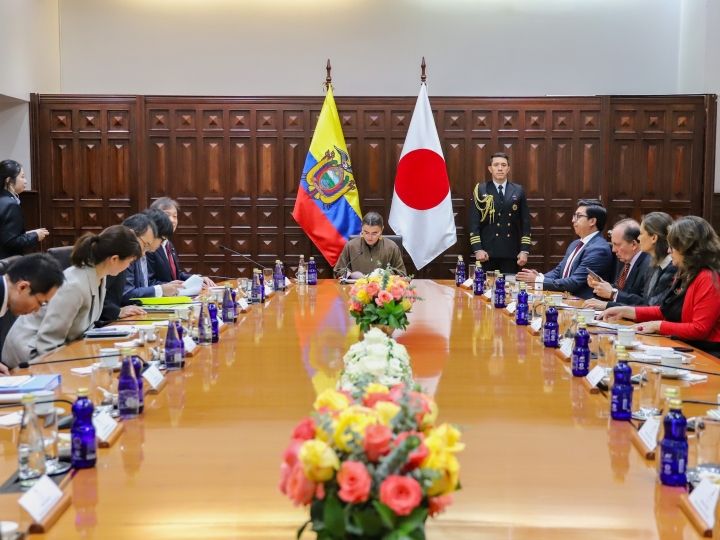 堀井副大臣とピント大統領代行との意見交換の様子