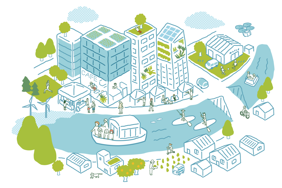 多様性のある人や街のイラスト