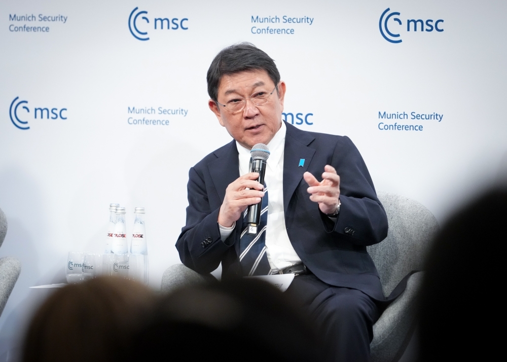 発言する茂木外務大臣の様子