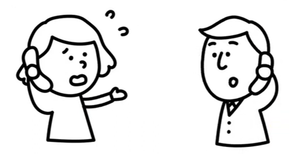 電話で質問しているイラスト
