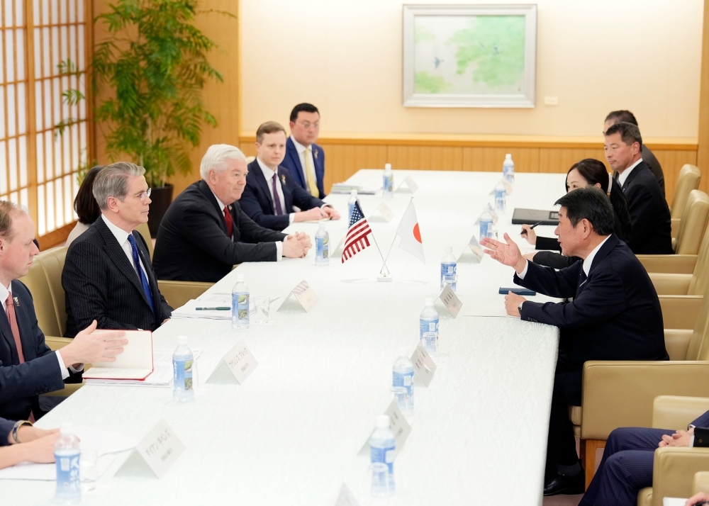 茂木外務大臣とベッセント米国財務長官の会談の様子