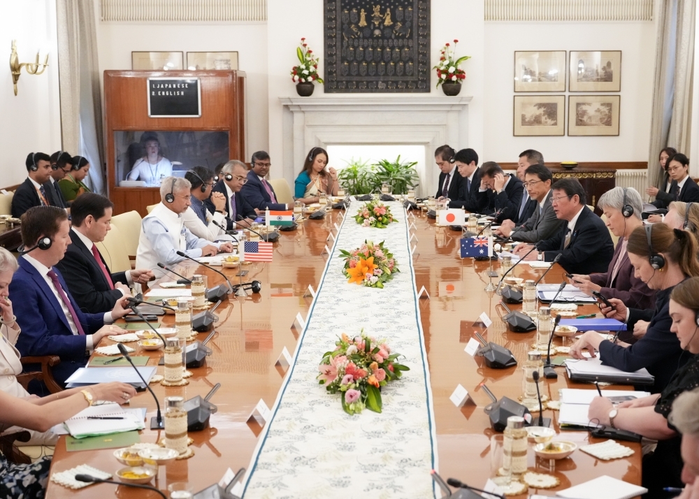 日米豪印外相会合の様子