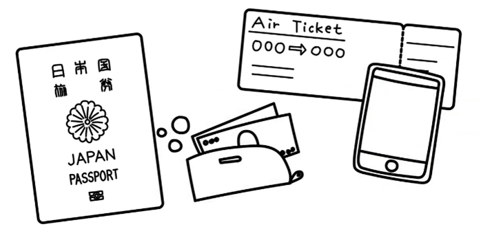 パスポートや航空券のイラスト