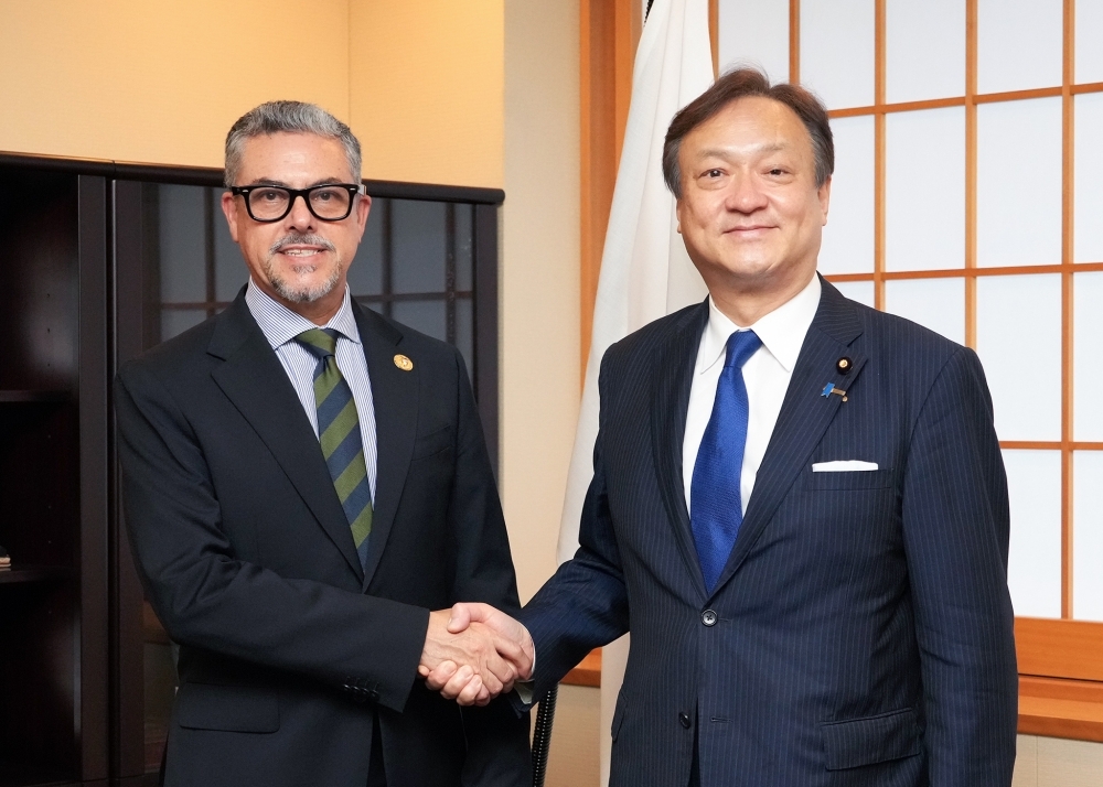 ダバロス筆頭外務副大臣と握手する堀井副大臣