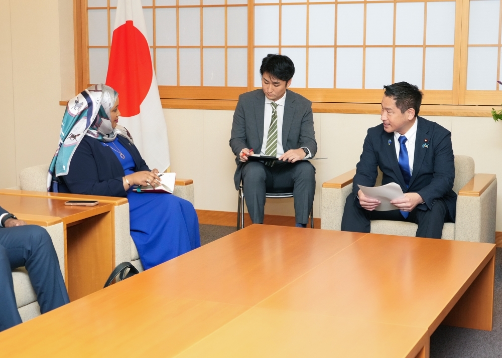 意見交換する大西外務大臣政務官とホダン駐日ソマリア大使