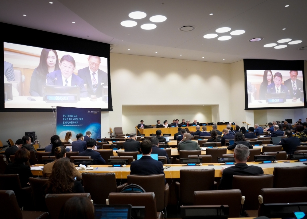 外相会合で発言する茂木大臣