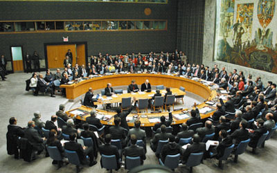 写真・安保理議場風景（C）UN Photo/Mark Garten