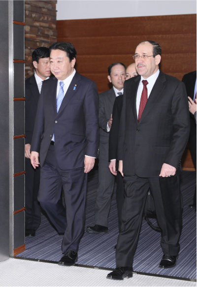 マーリキー・イラク首相との会談に臨む野田総理大臣（11月22日、東京　写真提供：内閣広報室）