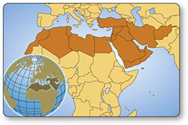 中東と北アフリカの地図