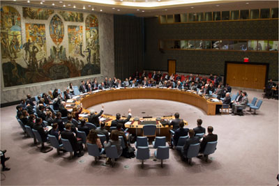 安保理議場　UN Photo／Loey Felipe