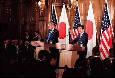トランプ米国大統領訪日時の共同記者会見(11月6日、東京 写真提供:内閣広報室)