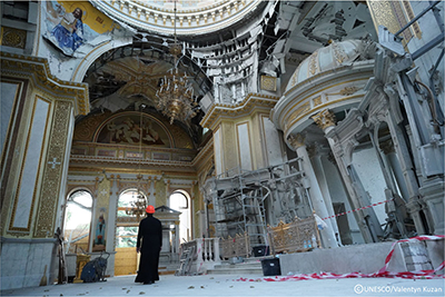 ロシアの攻撃により、被害を受けたオデーサの大聖堂(写真提供:ユネスコ)
