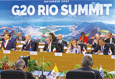 G20リオデジャネイロ・サミットで発言する石破総理大臣（11月18日、ブラジル・リオデジャネイロ　写真提供：首相官邸ホームページ）