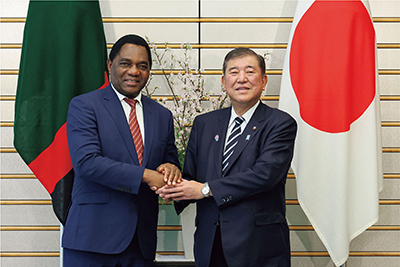 日・ザンビア首脳会談（2025年2月6日、東京　写真提供：首相官邸ホームページ）