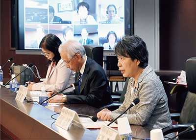 科学技術外交推進会議第7回会合に出席する上川外務大臣(4月22日、東京)