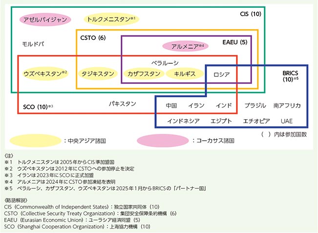 ロシア、中央アジア、コーカサスに関する主要な枠組み