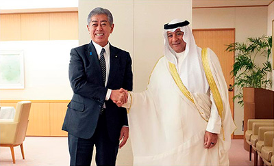 岩屋外務大臣とブダイウィ湾岸協力理事会(GCC)事務総長との会談(7月7日、東京)