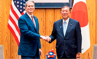 ベッセント米国財務長官等大統領代表団による石破総理大臣への表敬(7月18日、東京 写真提供:首相官邸ホームページ)